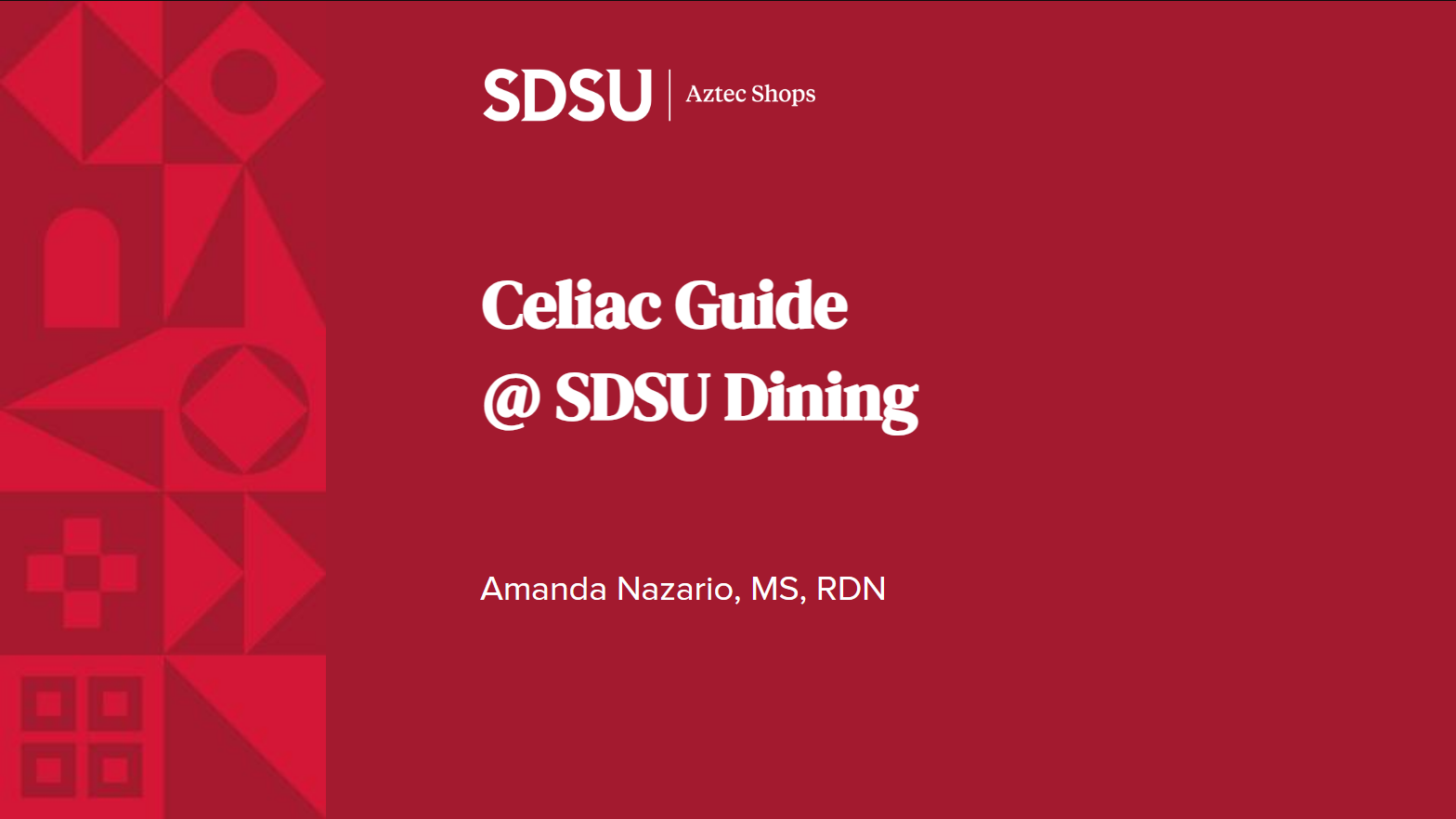 Celiac Guide For SDSU Dining